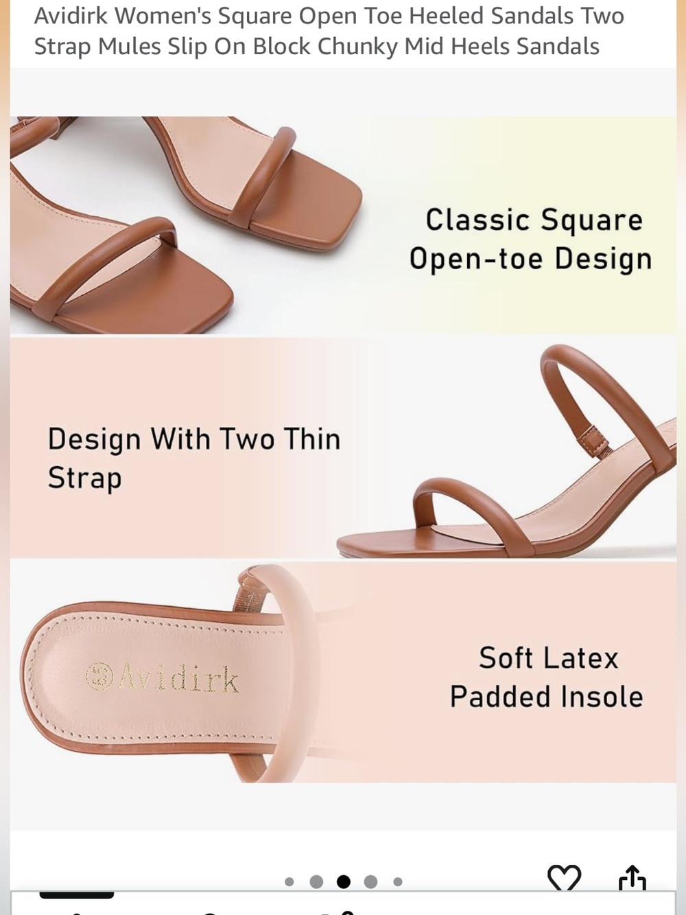 Square Open Toe Heeled Sandals Two Strap Mules Slip On Block Chunky new 🆕 - Picture 3 of 8
